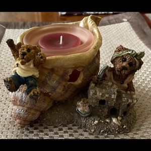 Boyds Bears & Friends Bail and Hutch Wheee!!! 1998  candle holder sea shell sand